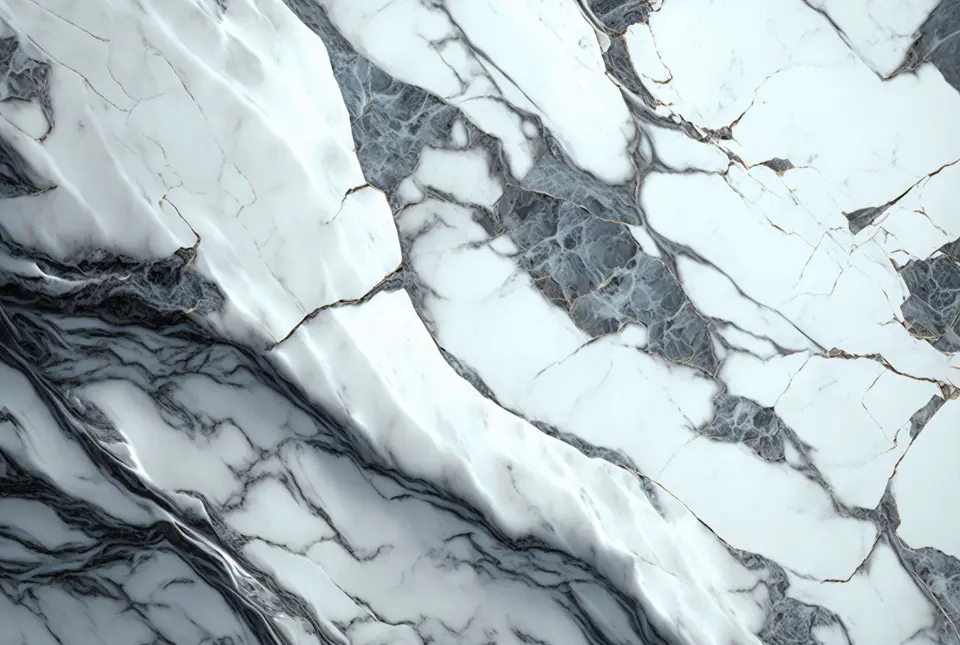 White marble with grey veining