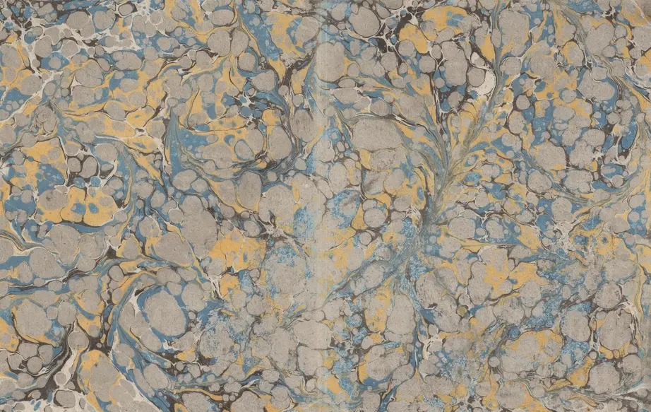 Marbled endpaper, combed by hand